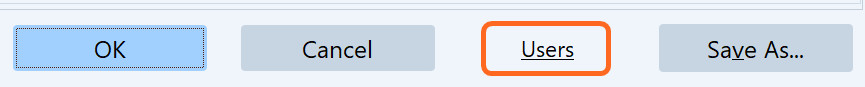 A screenshot showing the Users link at the bottom of the profile editor dialog